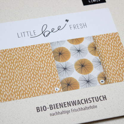 Bienenwachstuch Leinen, Starter-Set Goldregen (S/M/L) - LITTLE BEE FRESH