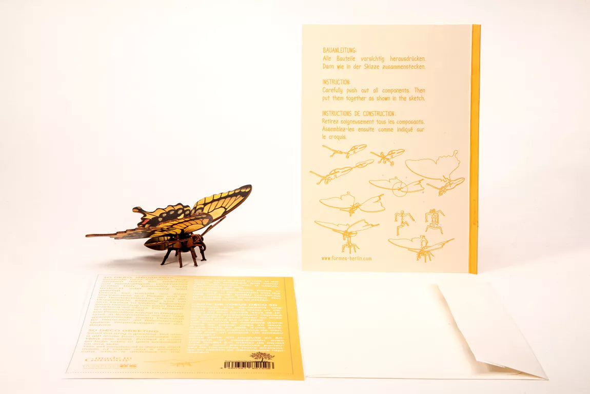 3D Grußkarte aus Birkenholz A6, Schmetterling (14,8x10,5cm) - FORMES BERLIN
