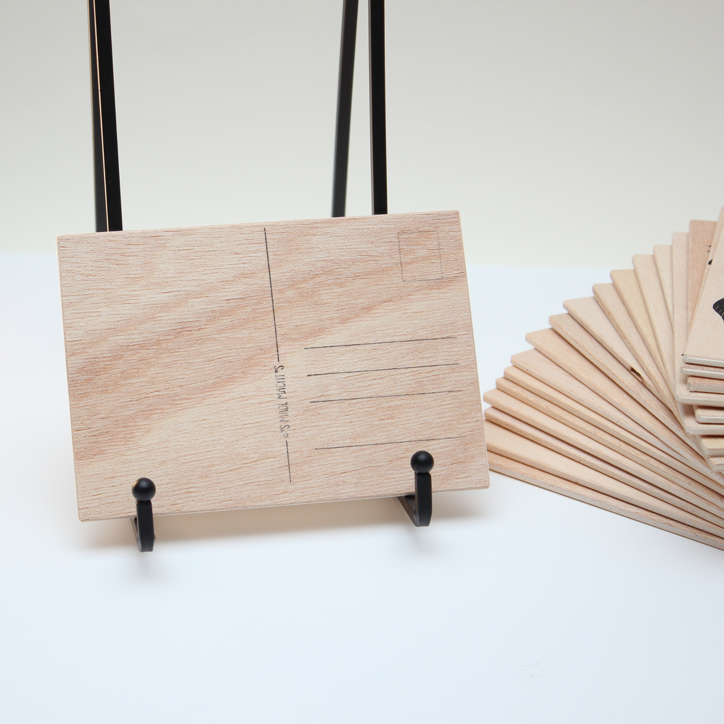 Holzpostkarte, Linoldruck, I love Brezn (14,7x10,5cm) - S'MADL MACHT'S