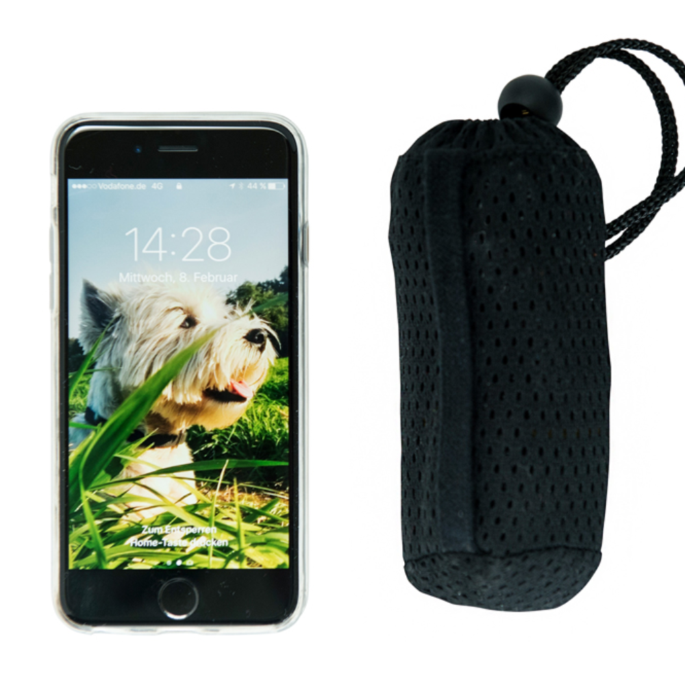 Vergleich Handy zu Packsack für Hängemattenaufhängung