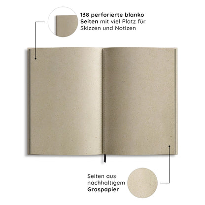 Notizbuch aus Graspapier, umweltfreundlich, Gold (A5)- METABOOKS