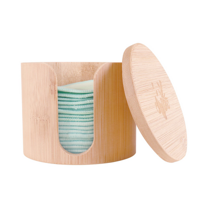 Bambus Abschminkpads, mit Aufbewahrungsbox, wiederverwendbar, 10 Stück (⌀ 8cm) - PANDOO