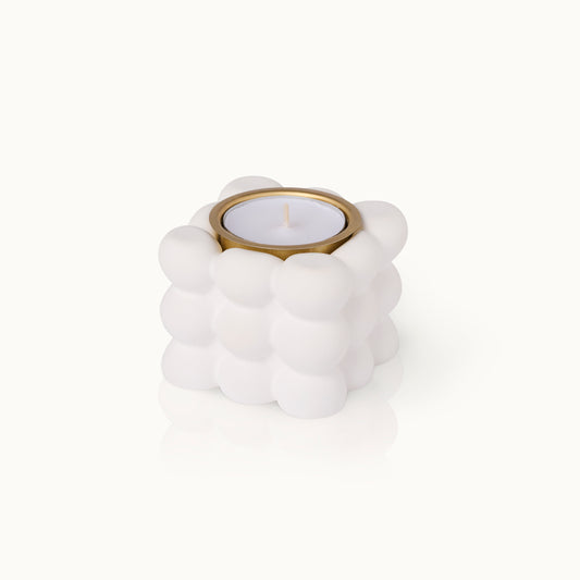 Teelichthalter aus Beton, quadratische Bubble-Form (6x6cm) - BYVIVI