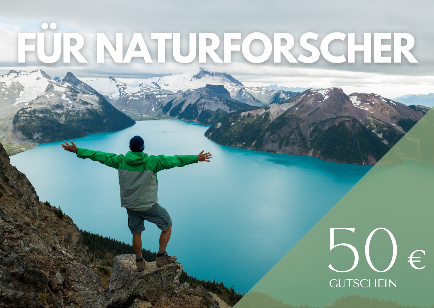 Gutschein Geschenkgutschein über 50 € mit der Aufschrift für Naturforscher des Onlineshops für Outdoor-Ausrüstung LangundLebig