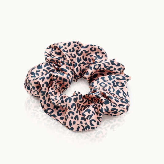 XL Scrunchie aus Seide, Haargummi, Pink Leopard (5x15cm) - BYVIVI