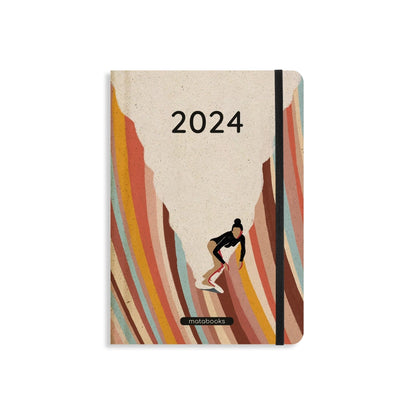 Jahresplaner 2024aus Graspapier, umweltfreundlich, Waves (A5)- METABOOKS
