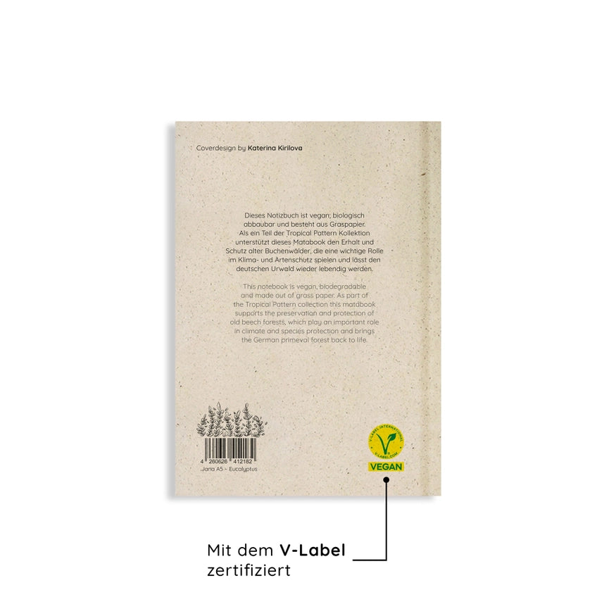 Notizbuch aus Graspapier, umweltfreundlich, Eucalyptus (A5)- METABOOKS